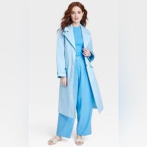 Women's Statement Trench Coat - A New Day Light Blue Size XL
